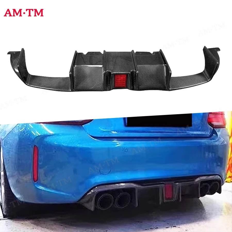 For BMW M2 F87 2014-2021 M2C High quality With lights Carbon Fiber Rear Lip Diffuser Back Bumper Spoiler Separator Body Kit