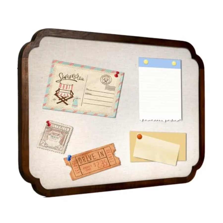 

Винтажная прямоугольная доска для заметок с арочным краем, льняная, большая, тканевая, для фотографий и сообщений, для рождественских подарков, настенная