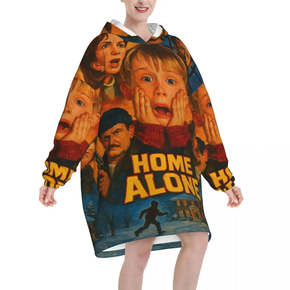 Homes Alones Merry Christmas Xmas Blanket Hoodie Oversized Wearable Sweatshirt Blanket Warm Gifts for Women Girls Girlfriend