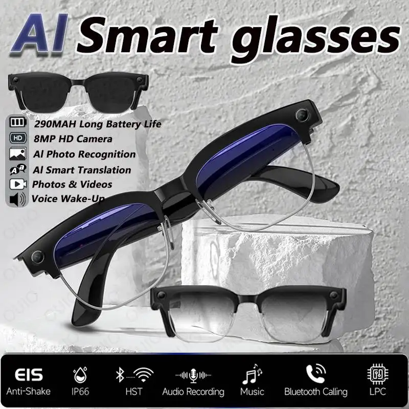 

AI Smart Voice Glasses 800W High-definition Camera AI Translation Picture Recognition Photo Video Fashion SmartGlasses Men Women