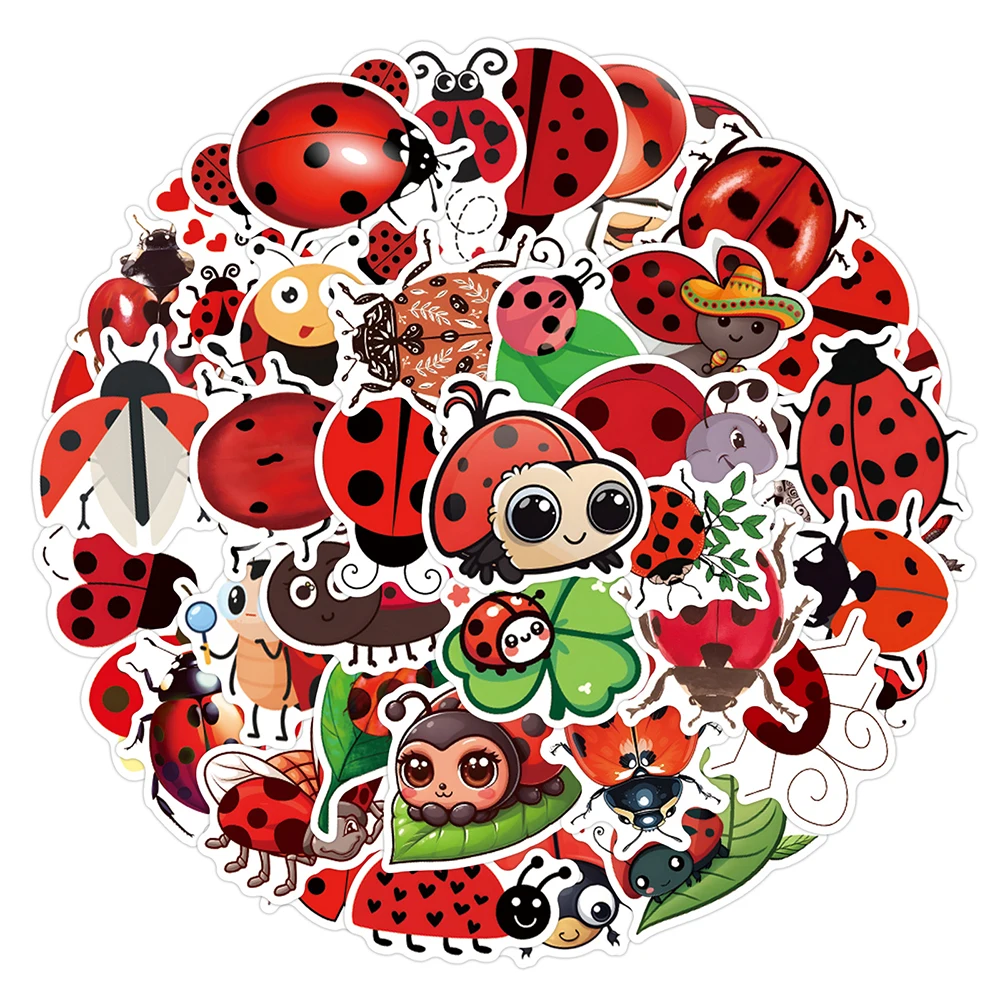 

10/30/50/110pcs Cartoon Ladybug Graffiti Stickers Cute Waterproof Graffiti Decals DIY Phone Stationery Diary Sticker Fun for Toy