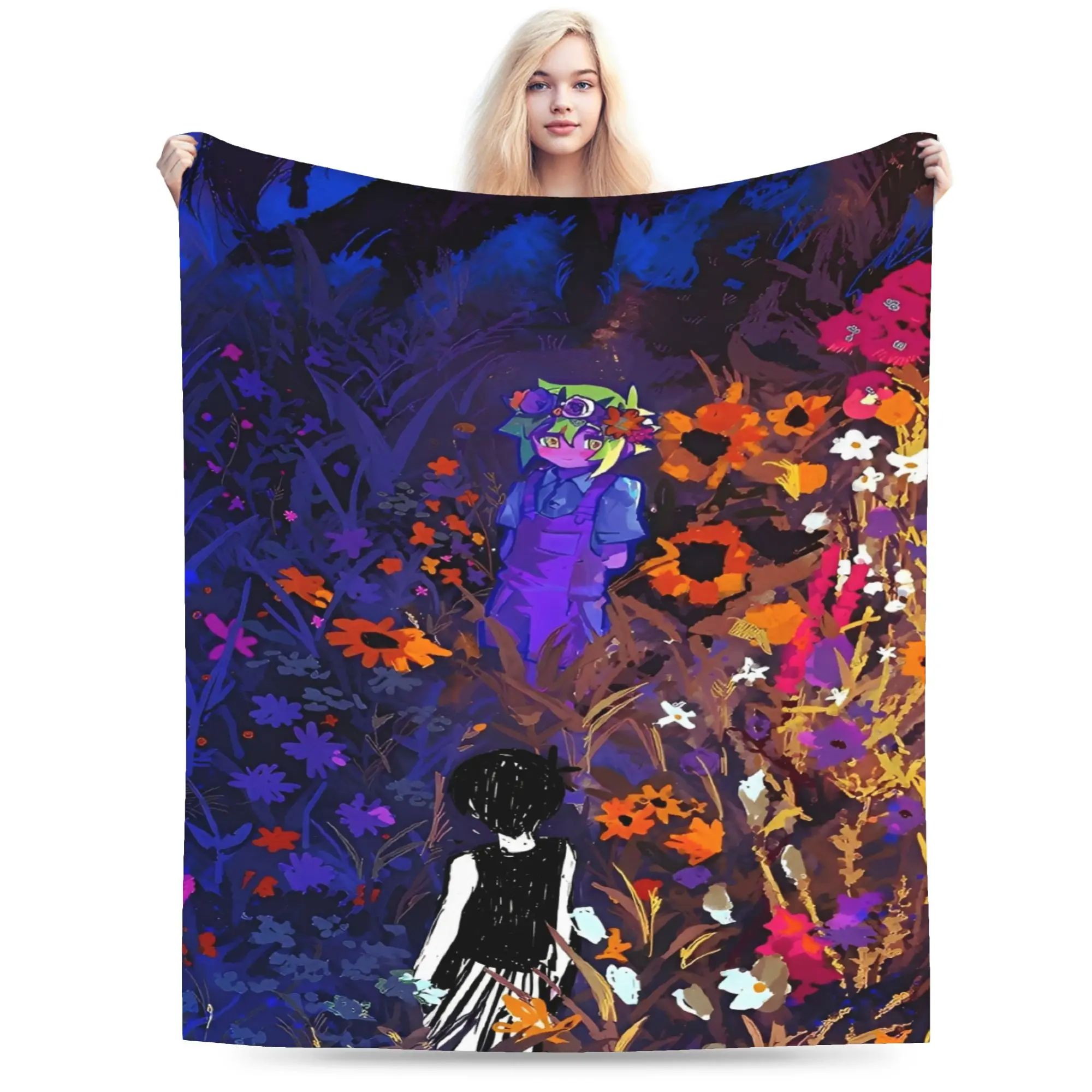 Anime Basil Sunny Omori Game Blanket Quality Soft Warm  Throw Blanket Winter Camping Outdoor Aesthetic Bedspread
