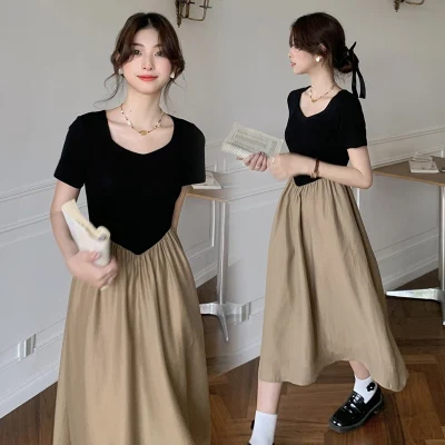 vestido-de-lactancia-de-verano-con-cuello-en-v-y-bloques-de-color-estilo-coreano-para-mujer-posparto-de-manga-corta