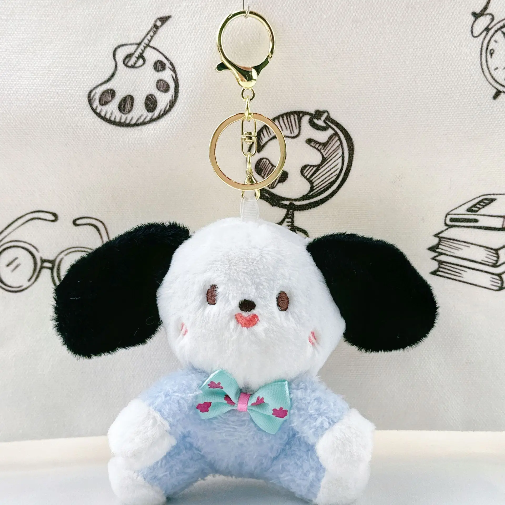 12CM Sanrio Pachacco Kawaii Plush Pendant School Bag Backpack Pendant Key Ring Plush Toy Small Doll Birthday Gift