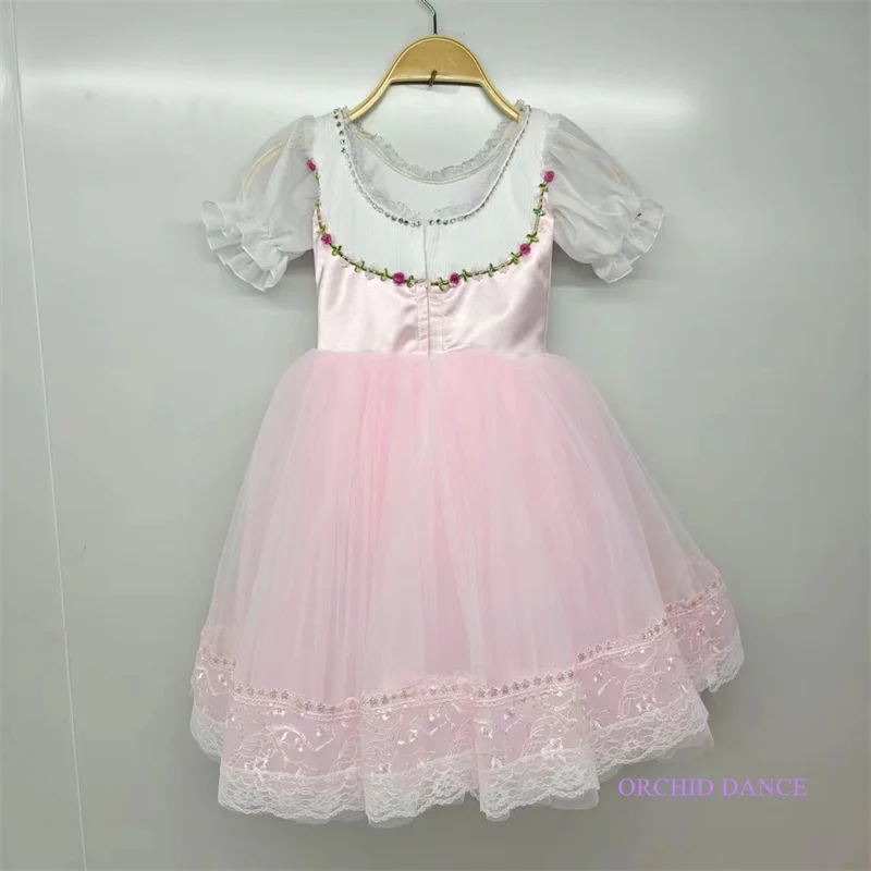 Profissional tamanho personalizado crianças meninas palco dança desempenho wear trajes rosa vestido de balé lírico