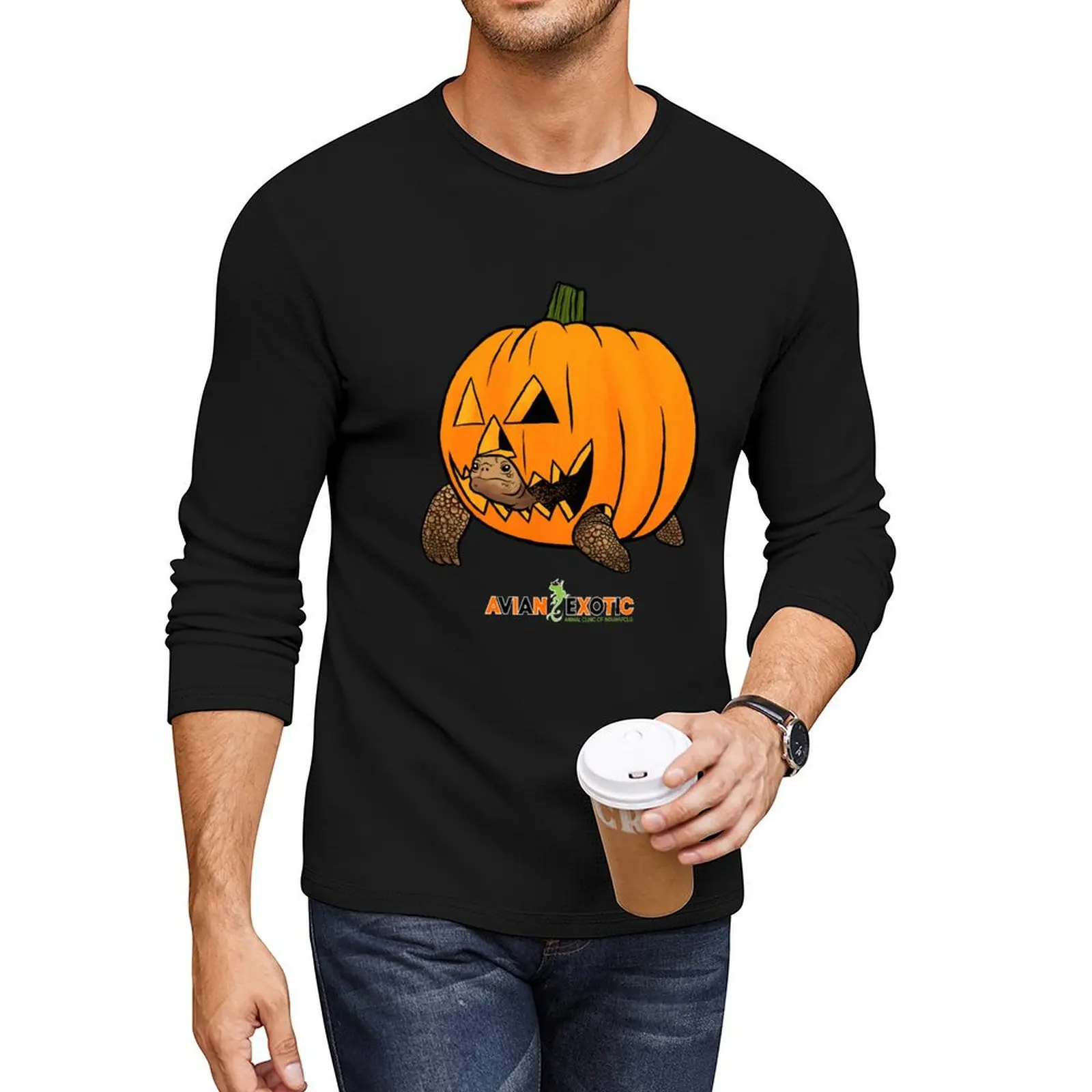 AEAC Tortoise Jack O'Lantern Long T-Shirt oversized t shirts fruit of the loom mens t shirts