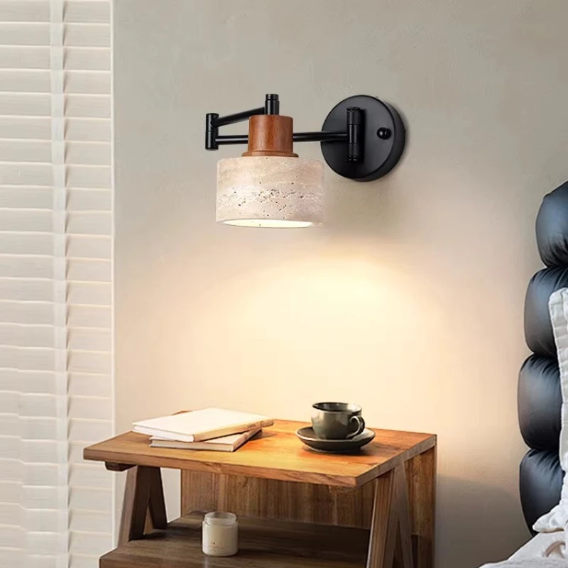 Nordic Swing Arm Wall Lamp Telescopic Reading Light for Bedroom Vintage Foldable Wall Sconce Modern Extendable Indoor Lighting
