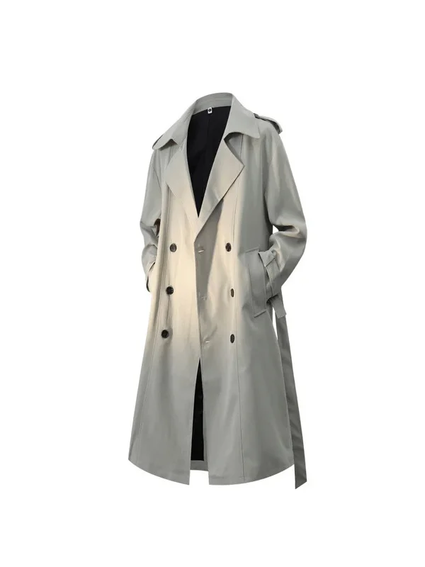 

Over-Knee Men's Long Coat Double Row Button Design Faionable Autumn Season Polyester Fiber Jaet Cool Sle Suit Collar