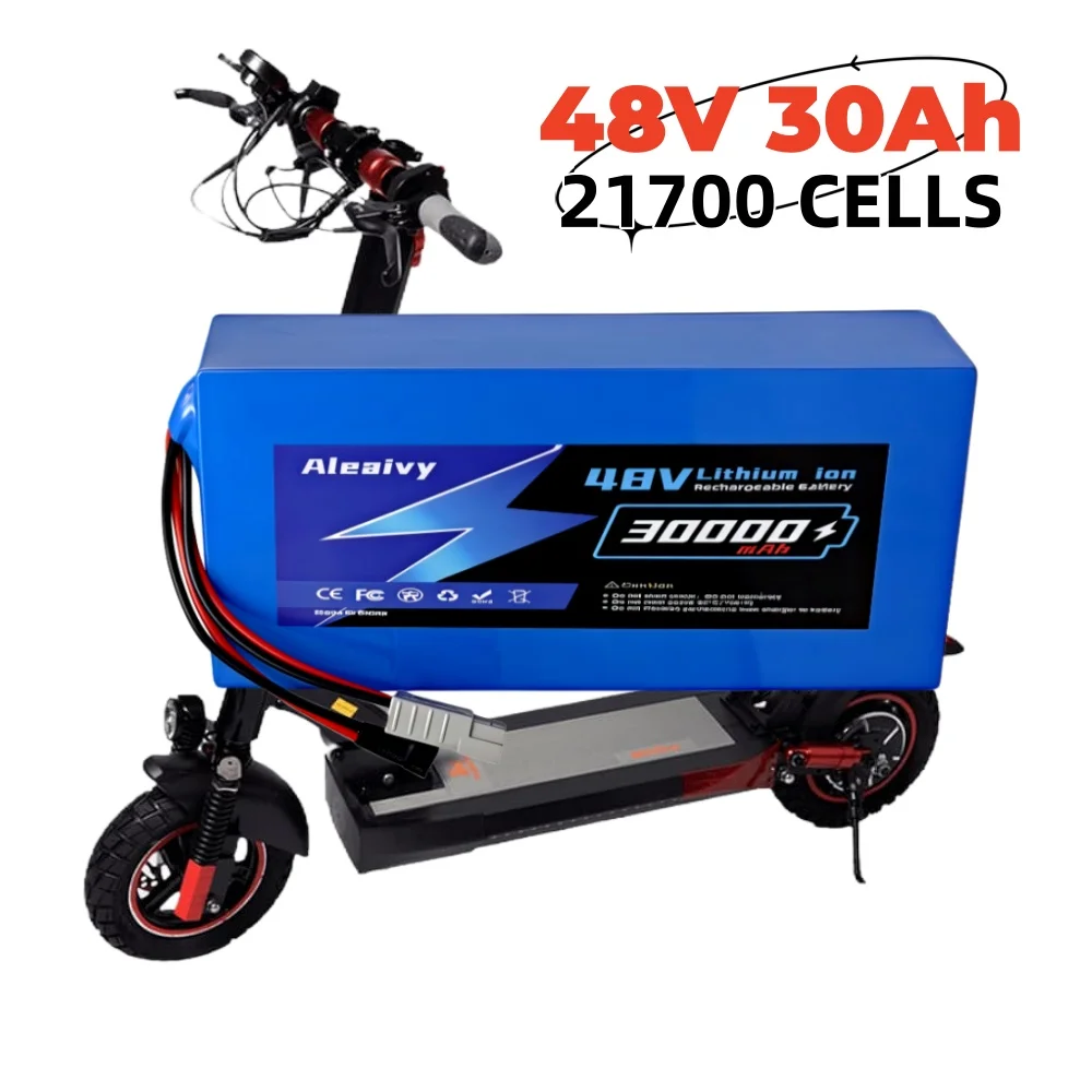 Aleaivy 48V 30Ah 13S6P 21700 Lithium Battery Pack 54.6v 1500W 2000W Built in BMS 50A For Electric Tool Weeding Machine