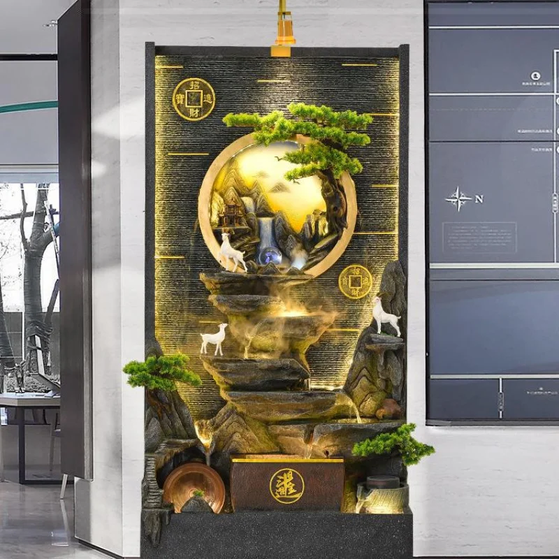 Customized Large Curtain Wall Flowing Fountain Ornament Living Room Office Flowing Screen Courtyard Circul