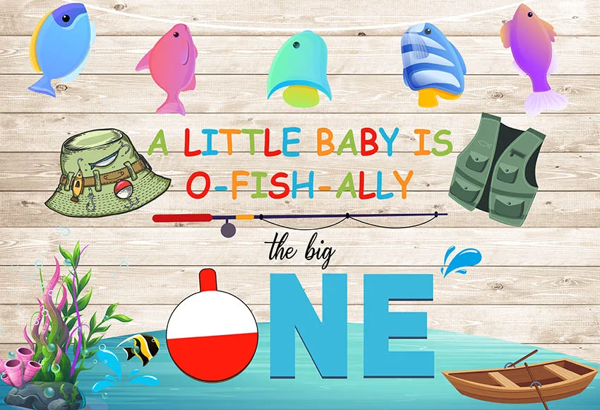 Mehofond Welcome Baby 'S 1st Happy วันเกิดการถ่ายภาพฉากหลังฤดูร้อนว่ายน้ำปลาหมวกชาวประมงพื้นหลังเด็กแบนเนอร์