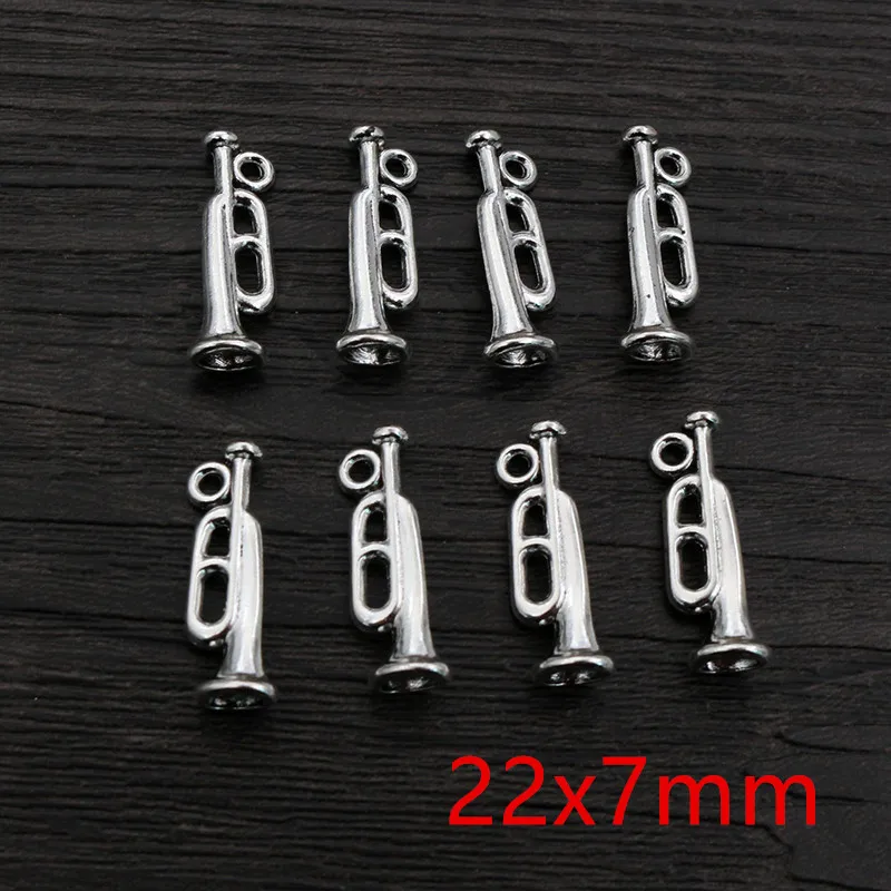 30 szt. 22x7mm antyczna posrebrzana trąbka ręcznie robiona zawieszka DIW biżuteria akcesoria do naszyjnika bransoletka — zdjęcie 5