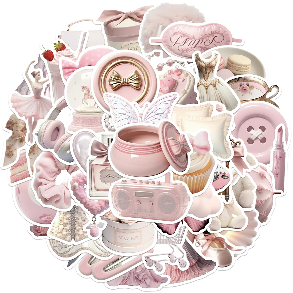 10/30/50PCS Pink Grils INS Style Ballet Cartoon Stickers DIY Decals Gift Toy for Wall Notebook Phone Bike Graffiti Cute Sticker