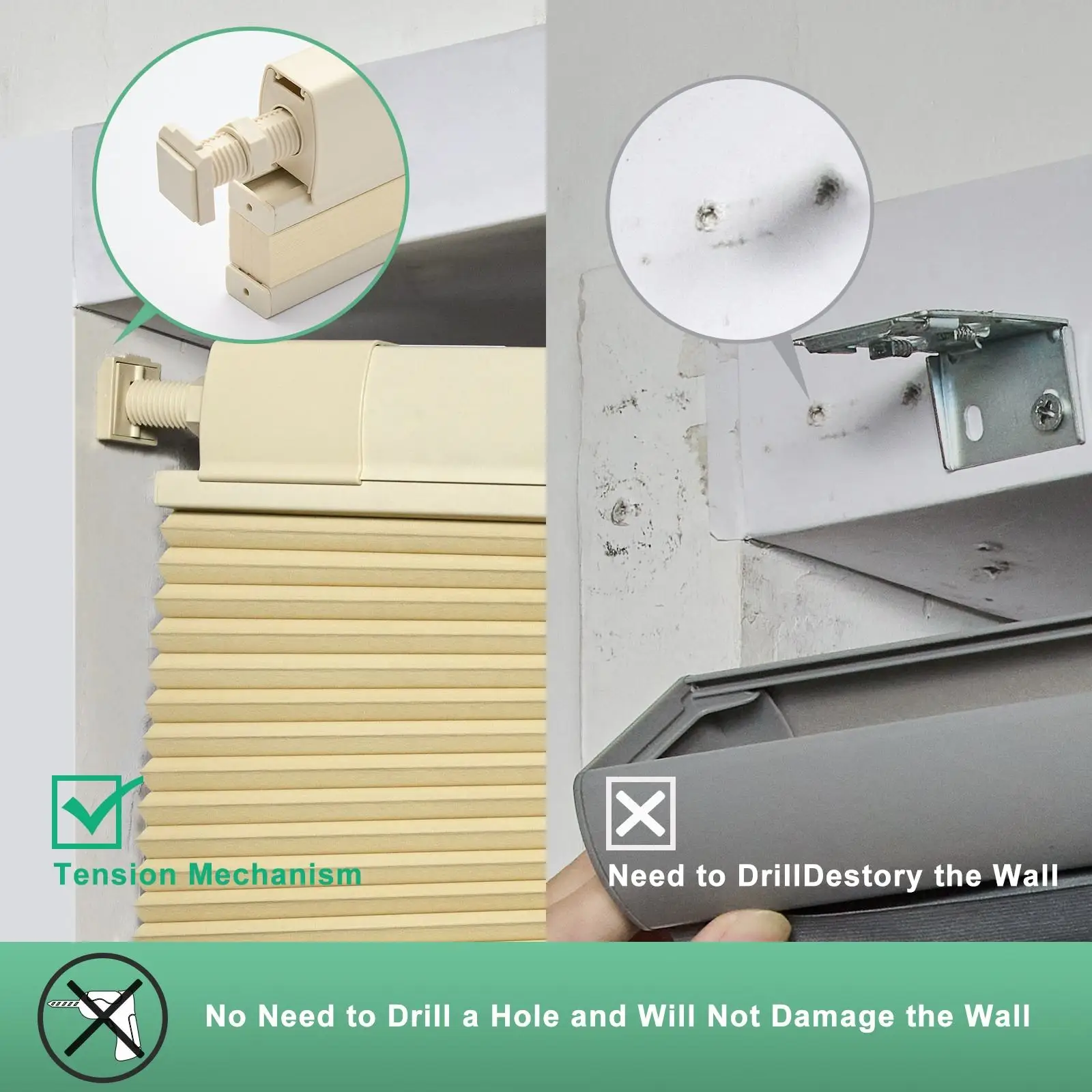 High Quality Wholesale Prices Color-Matched Day and Night No Drill Honeycomb Blinds For Windows