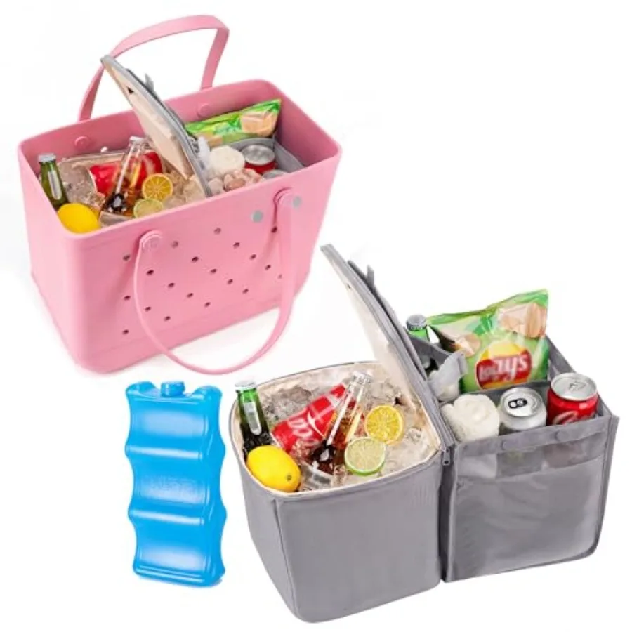 

XL Bogg Bag Cooler Organizer Insert with Ice Pack, Dry-Wet Separate Purse Bags Insert with Bogg Bags Accessories Organizer Bag