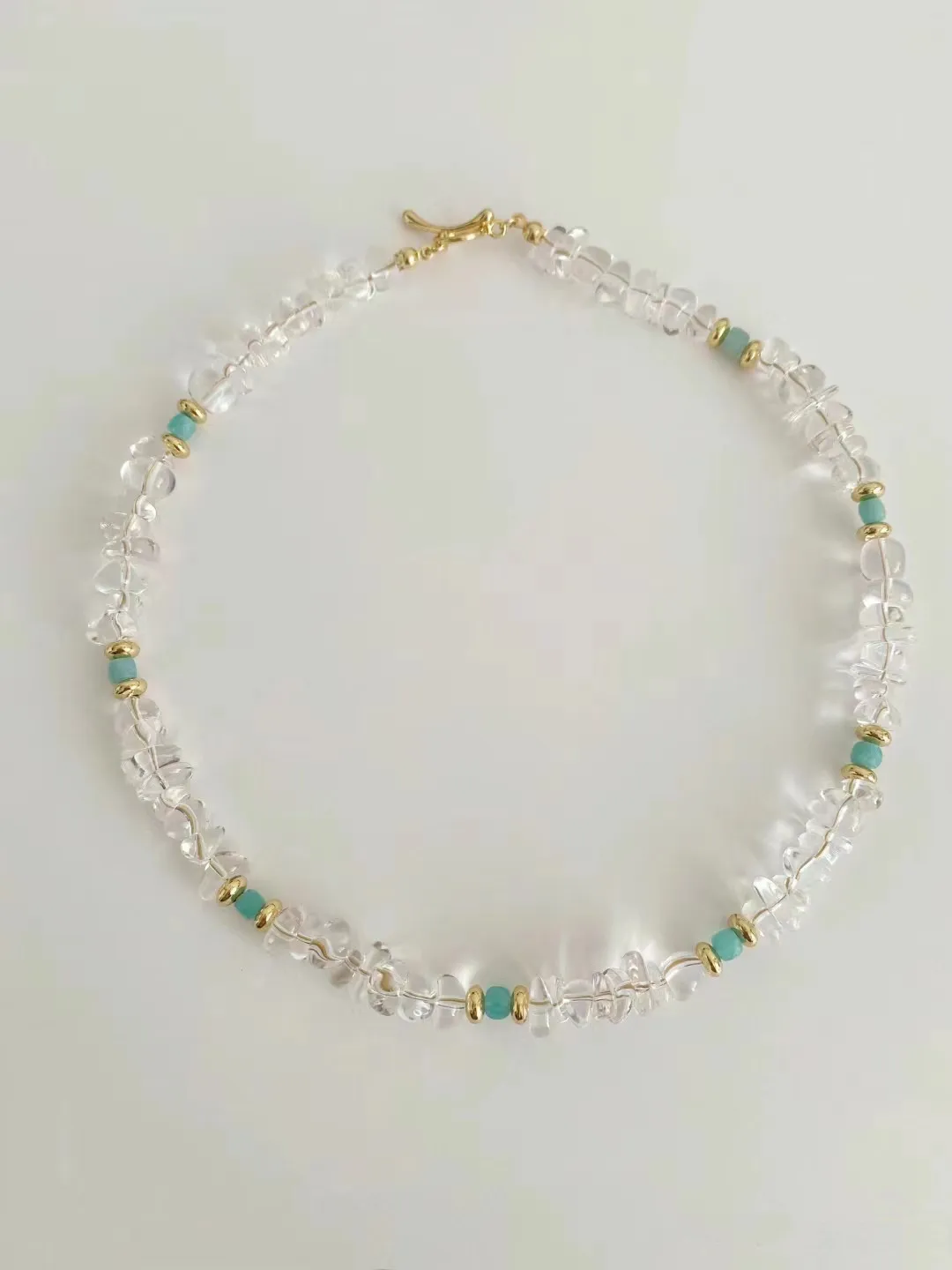 Natural Irregular White Crystal Necklace Amazonite Women's Handmade Exquisite Clavicle Chain Romantic Earrings Jewelry Set