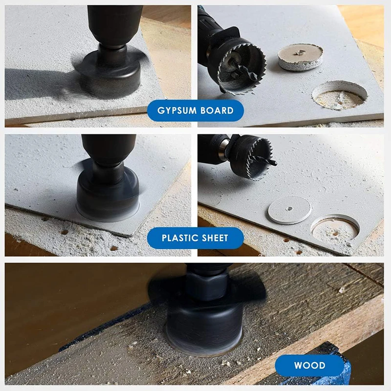 For Carpenter Hole Opener 19-64mm Set, Electric Drill, Gypsum Board Tube Light Tool, 11pcs Hole Saw