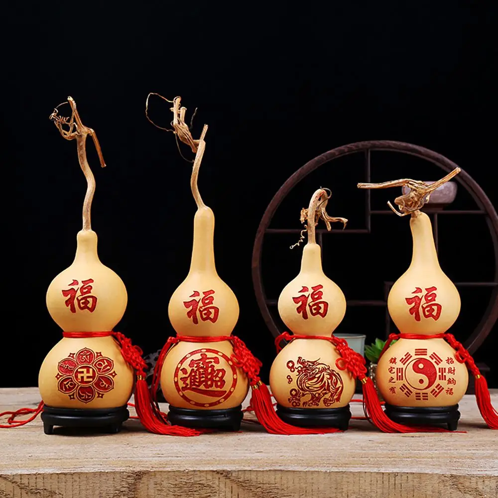 N1N porta riqueza y suerte accesorios de fotografía Tai Chi hecho a mano Feng Shui adorno colgante regalo de inauguración de la casa artesanías de calabaza decoración del hogar