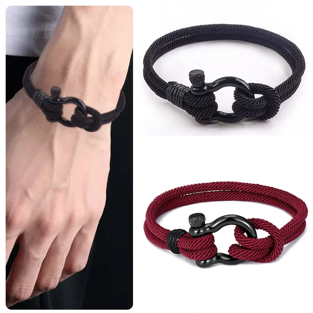 New Braided Rope Bracelets for Men To My Son Steel Bow Buckle Beach Milan Line Birthday Gift Simple Fashion Benming Year Jewelry