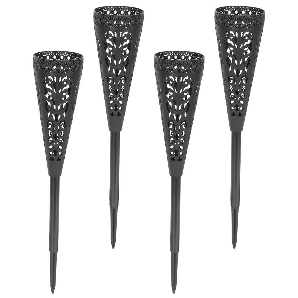 

4pcs Cemetery Flower Vase Inserts Memorial Cones Black Plastic Lawn Container Grave Vase Spike Outdoor Use Drainage Design