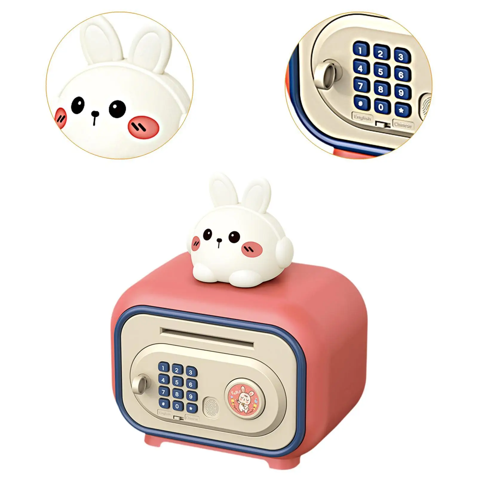 Piggy Banks with Chinese English Language Switch Money Security Box Password Lock for Girls Boys Children Age 3-8 Years Kids