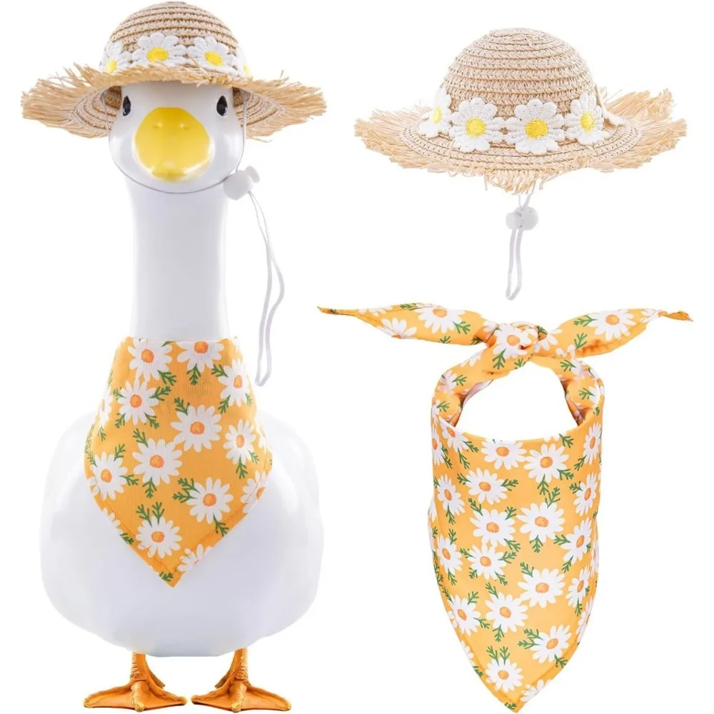 1Pc Goose Statue Hat Scarf Outfit 23 Inch Pastoral Garden Outdoor Decor Accessories