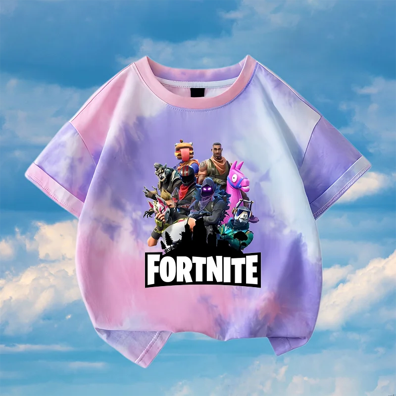 Camiseta Fortnite con estampado de videojuegos y anime, ropa de verano para niños y niñas, ropa deportiva informal elegante de manga corta, regalo de cumpleaños