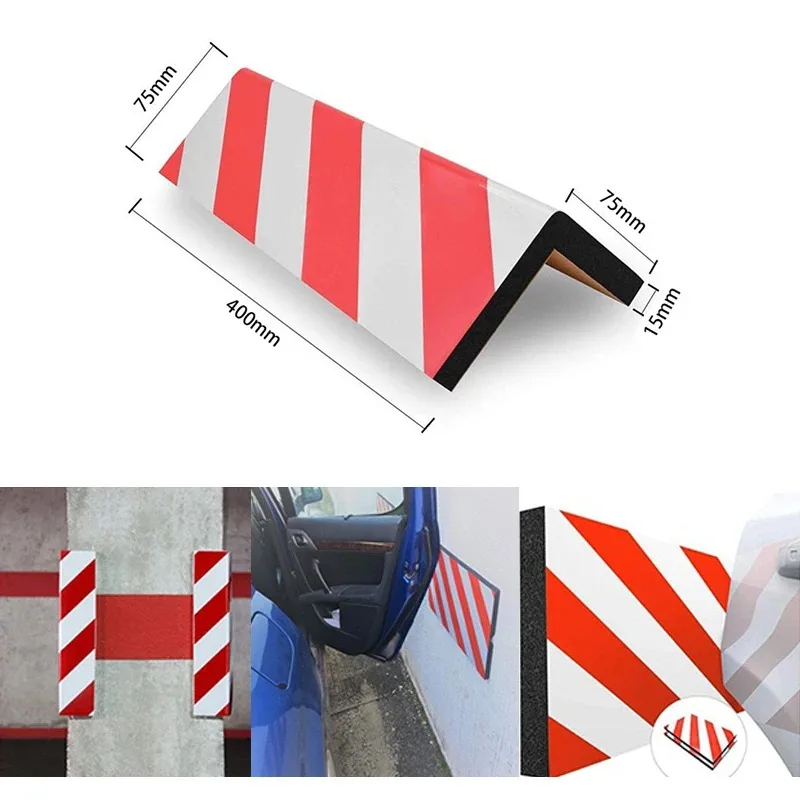 Self-Adhesive Thick Foam Corner Guard Reflective Warning Strip for Car Door Bumper Parking Garage Anti-Collision Sticker