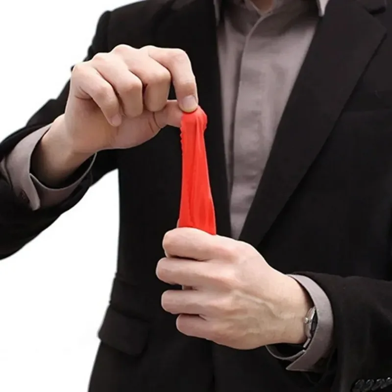 Magic Trick Props Close Up Vanish Appearing Plastic Finger Thumb Tip + Red Silk Stage Show Props Rubber Prank Toy Tool Gifts