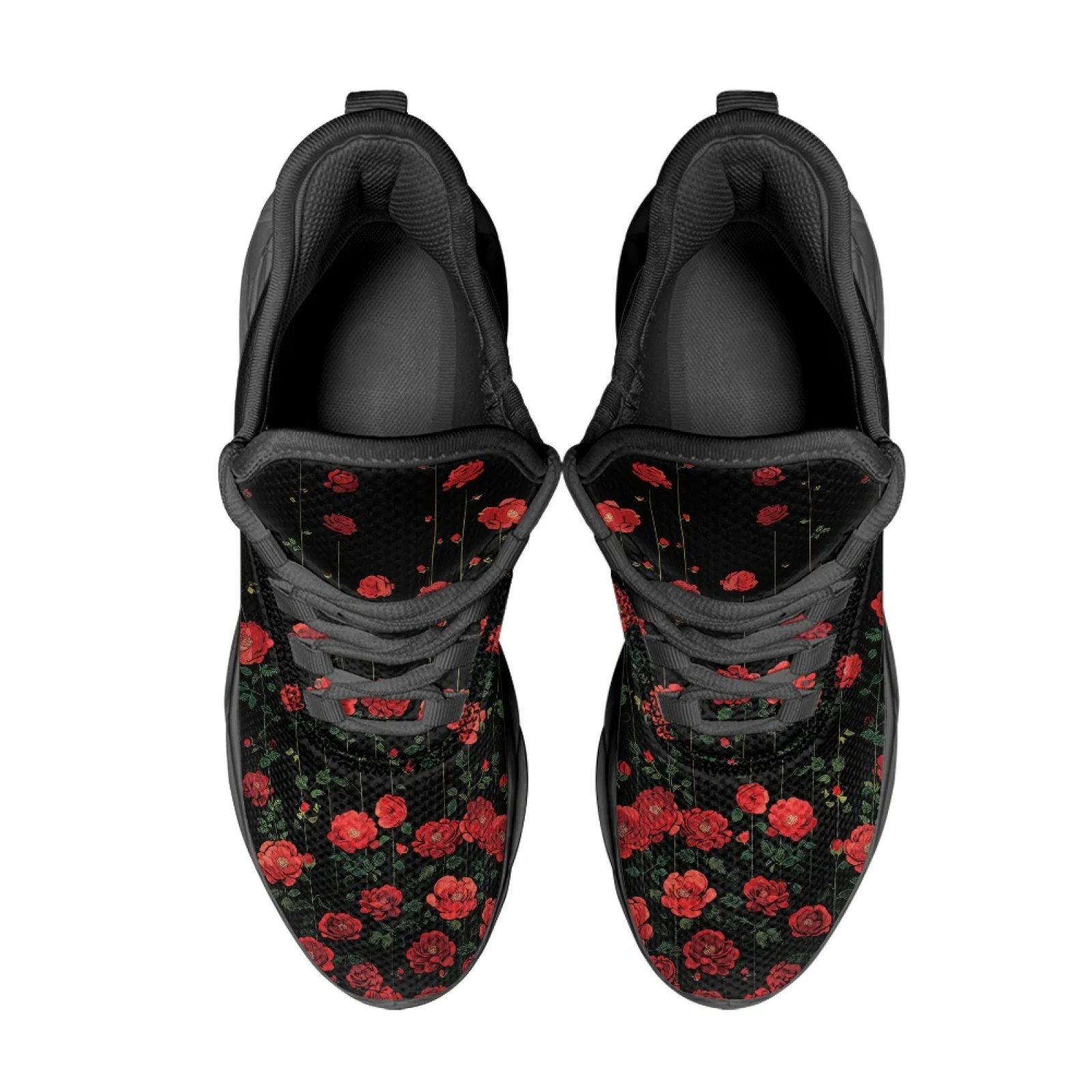 PENSTROLL Red Rose Floral Athletic Footwear Tennis Sneakers for Girls Lightweight Men's Stylish Sneakers