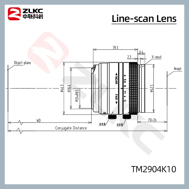 عدسة ZLKC 29 ملم عدسة تركيز ثابتة V-Mount 4K كاميرا F4.0 عدسات مسح خط القزحية اليدوية لكاميرات المسح الخطي TM2904K10