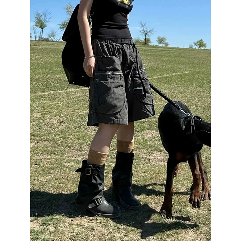 Retro Calf Length Baggy Emo Denim Trouser 2026 Summer Solid High Waist Y2K 2000s Pants Women's Casual Harajuku Black Loose Jeans