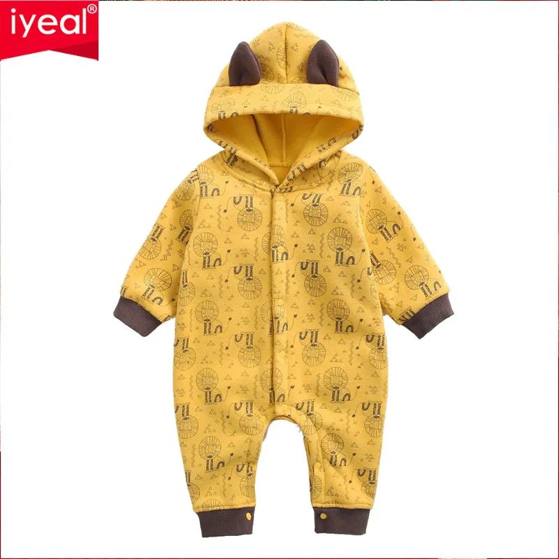 

IYEAL Baby Boy Jumpsuit Autumn And Winter Baby Boy Clothes Fleece Animal Print Jumpsuit Cartoon Lion Thick Coat