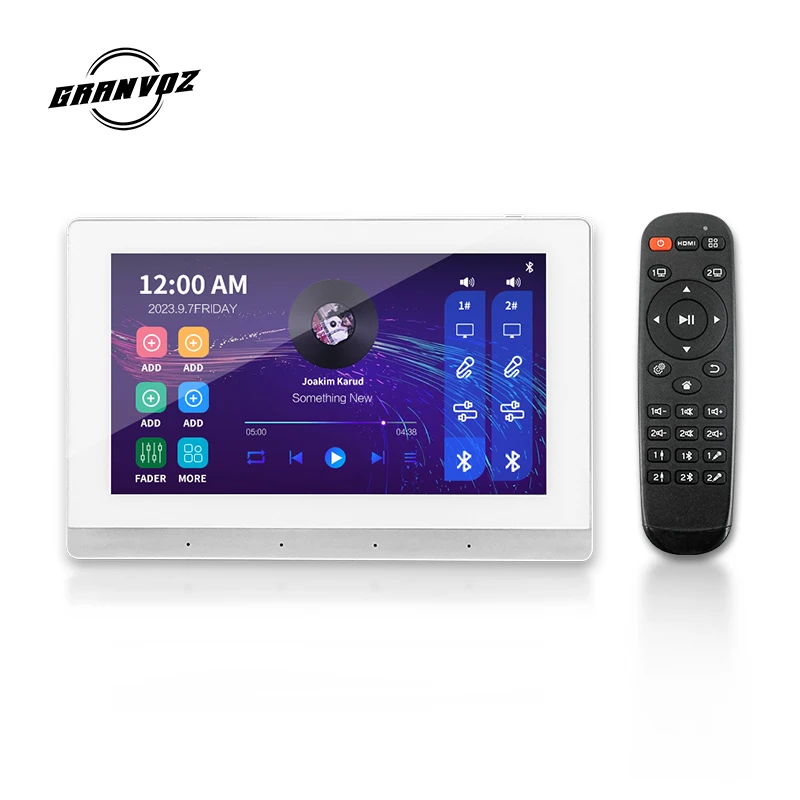 7Inch HD Display Remote Control Smart Home Ceiling Speakers Touch Screen Wall Mount Amplifier