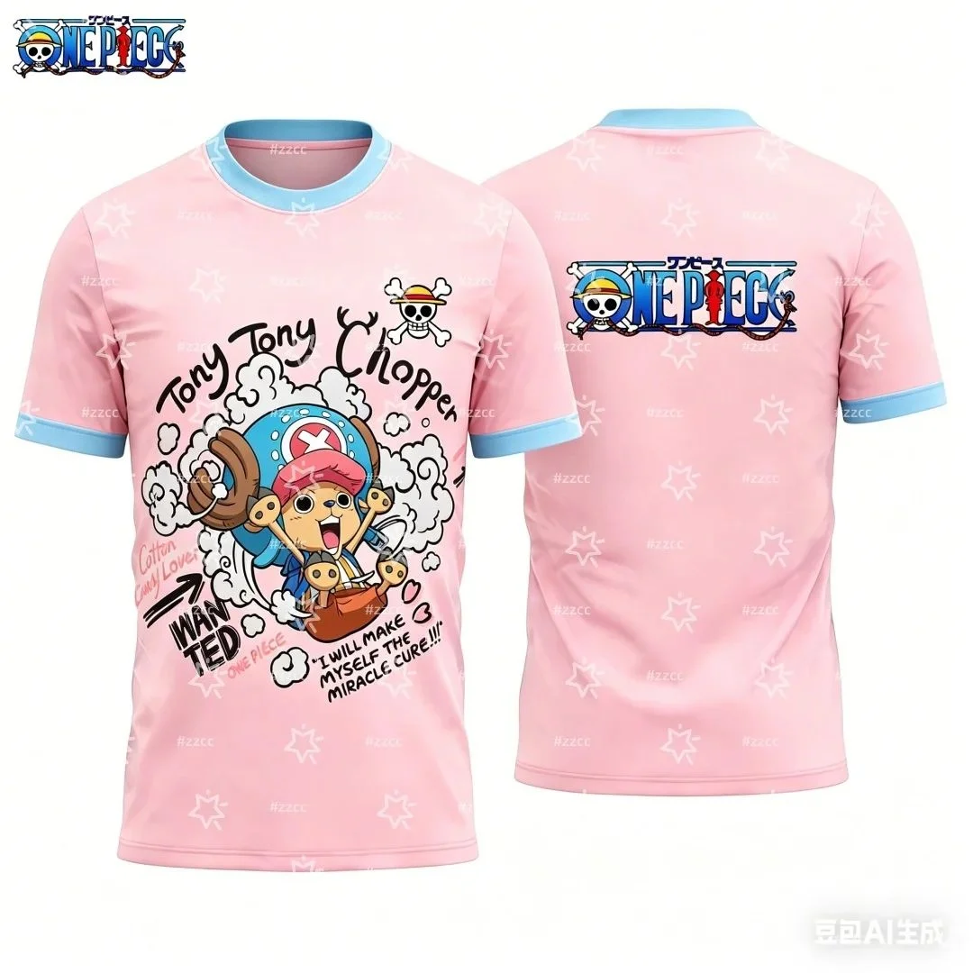One Piece Tony Tony Chopper Anime T-Shirt Unisex Kinder Schnell trocknendes, atmungsaktives Kurzarm-T-Shirt Mode Streetwear Sport Tops – Detail 3