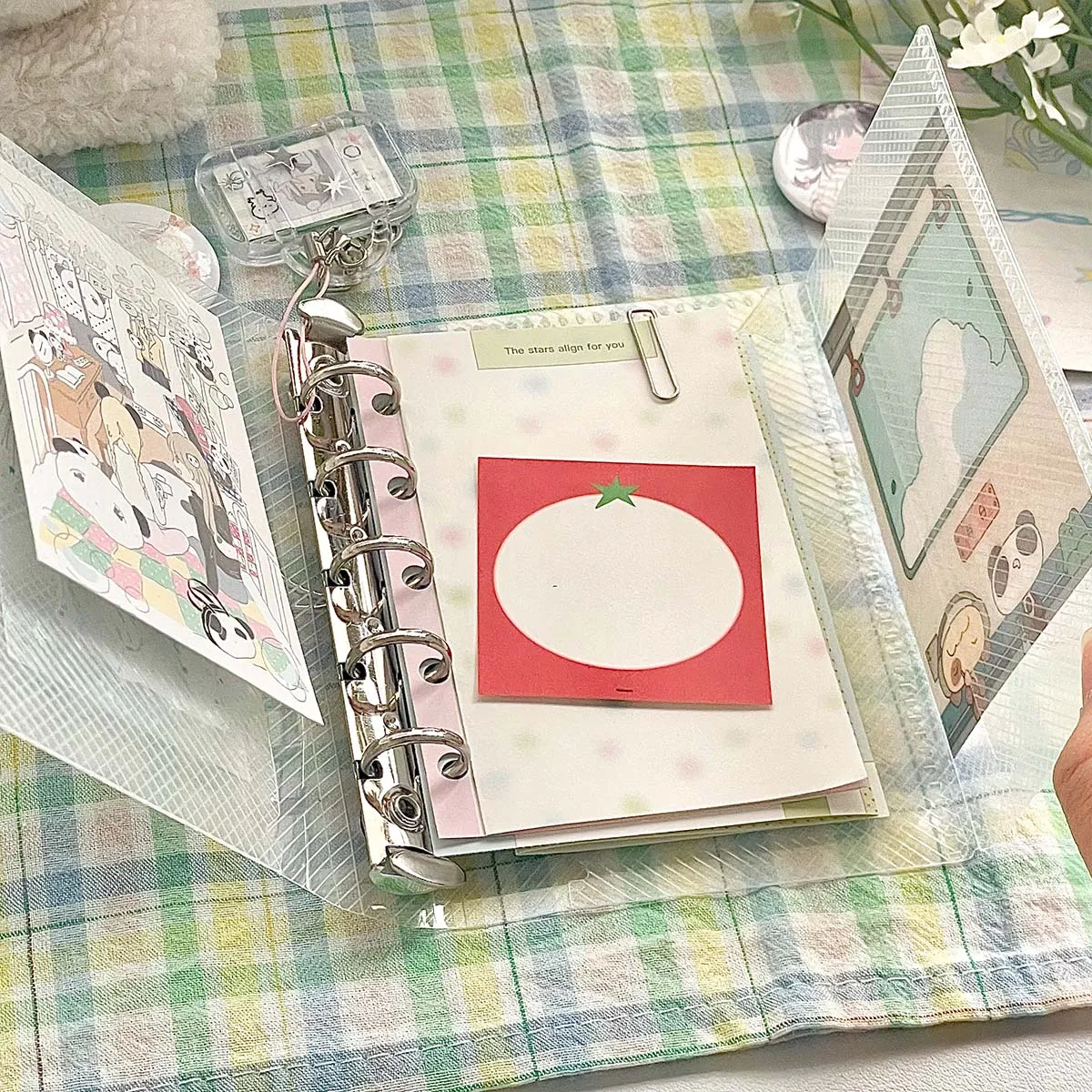M5 PP Three Fold Loose Leaf notebook Cover Diagonal Mini Portable Sticker Small Card Photo Storage for Scrapbooking
