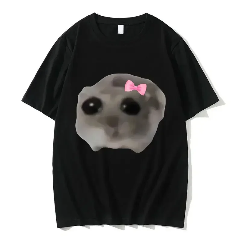 Funny Sad Hamster Meme Cry BiG Eye Cute Mouse T Shirt Women Fashion Kawaii Clothes T-shirts Women T-shirt
