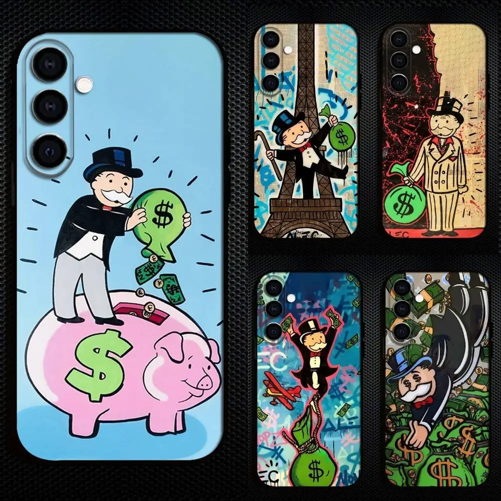 

D-Dollar Alec Monopoly Man Phone Case For Samsung Galaxy A73,A72,A71,A70,A53,A52,A51,Others Soft Black Cover