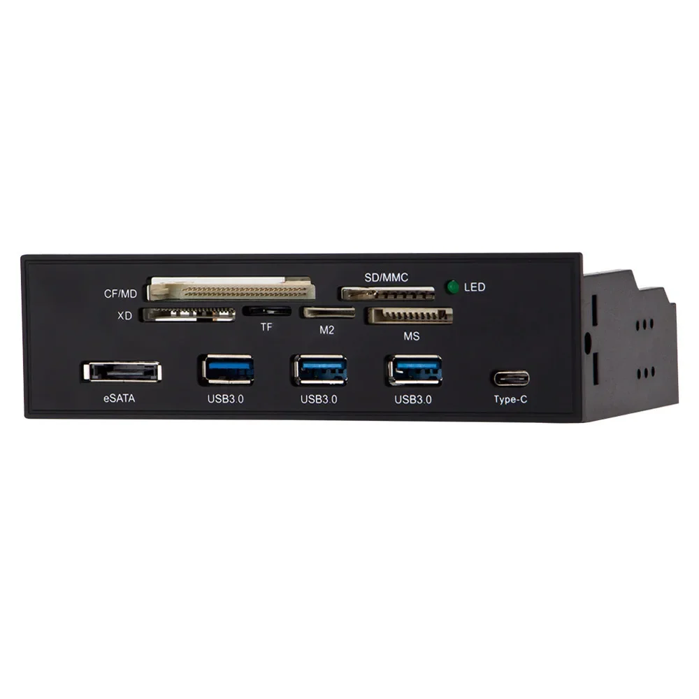 Front Panel Card Reader USB3.0 TYPE-C Hub eSATA Port Type C MD SD/MMC XD TF M2 MS CF Reade Card Reader PC Front Panel USB HUB