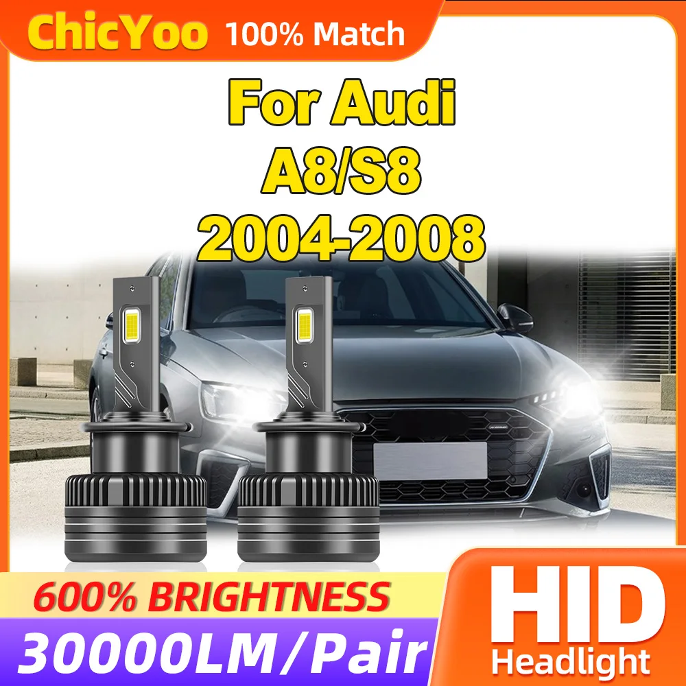 

30000LM LED Car Lights 120W HID Xenon Lamps 6000K White 12V Turbo Auto Headlamps For Audi A8 / S8 2004 2005 2006 2007 2008