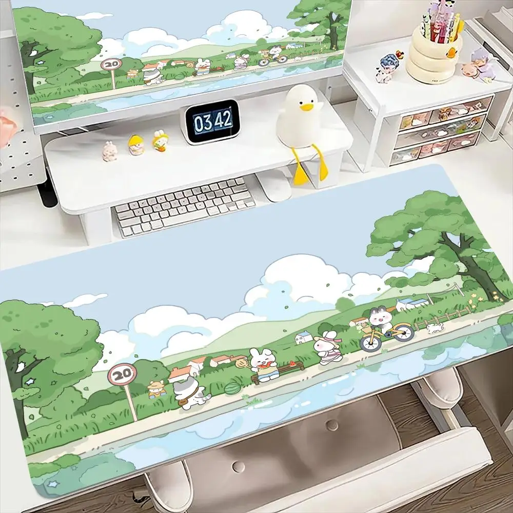 Cute rabbit Mouse Pad Large Computer Office Game Table Mats XXL Rubber Anti-slip Gaming Keyboard Mousepads Long Desk Pads