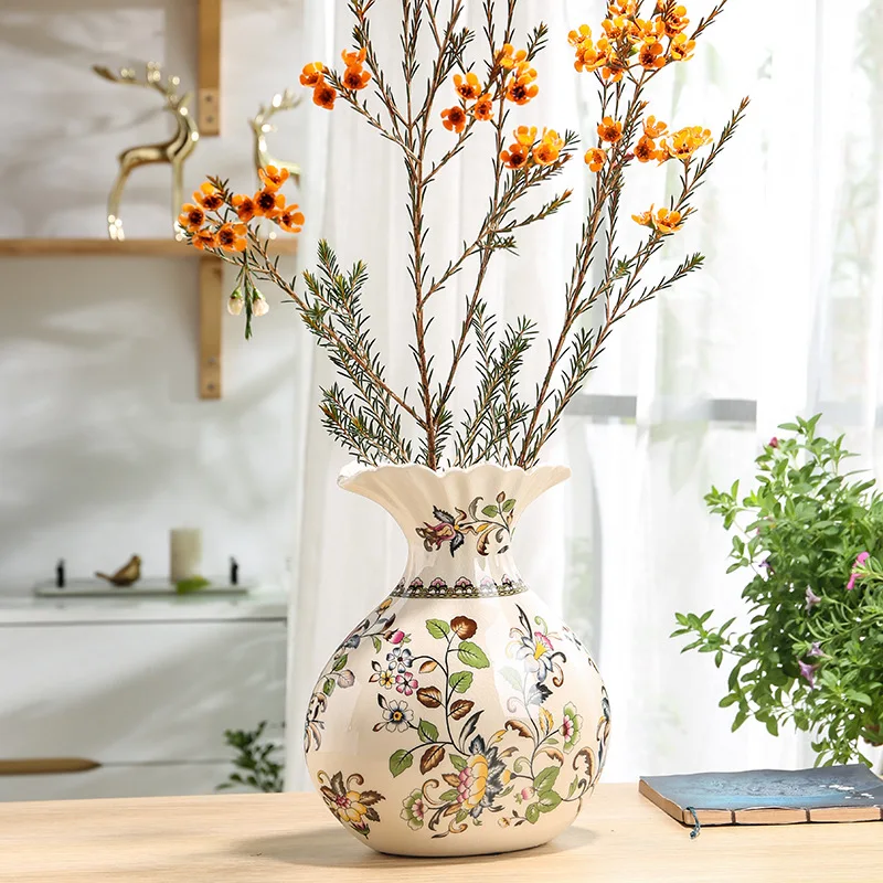 Creative money bags ceramic vases home decoration living room n-style decorative dry flower arrangement Free shipping