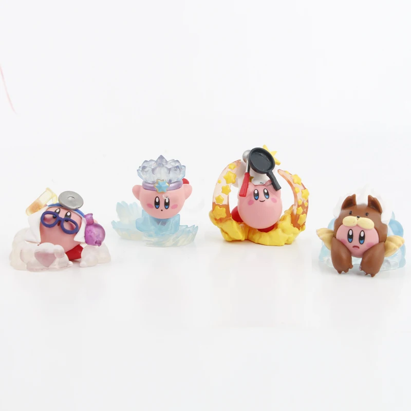 ビニール人形フィギュアおもちゃ、カービー、ケーキデコレーション、食品、1セットあたり4個