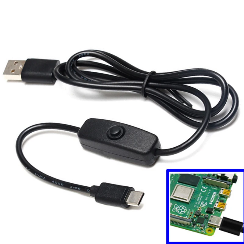 

Universal USB Type C 5V 3A Charging Cable for Raspberry Pi 4 Power Cable with ON/OFF Switch for RPI 4 Model B RPI 4B Compute 1m