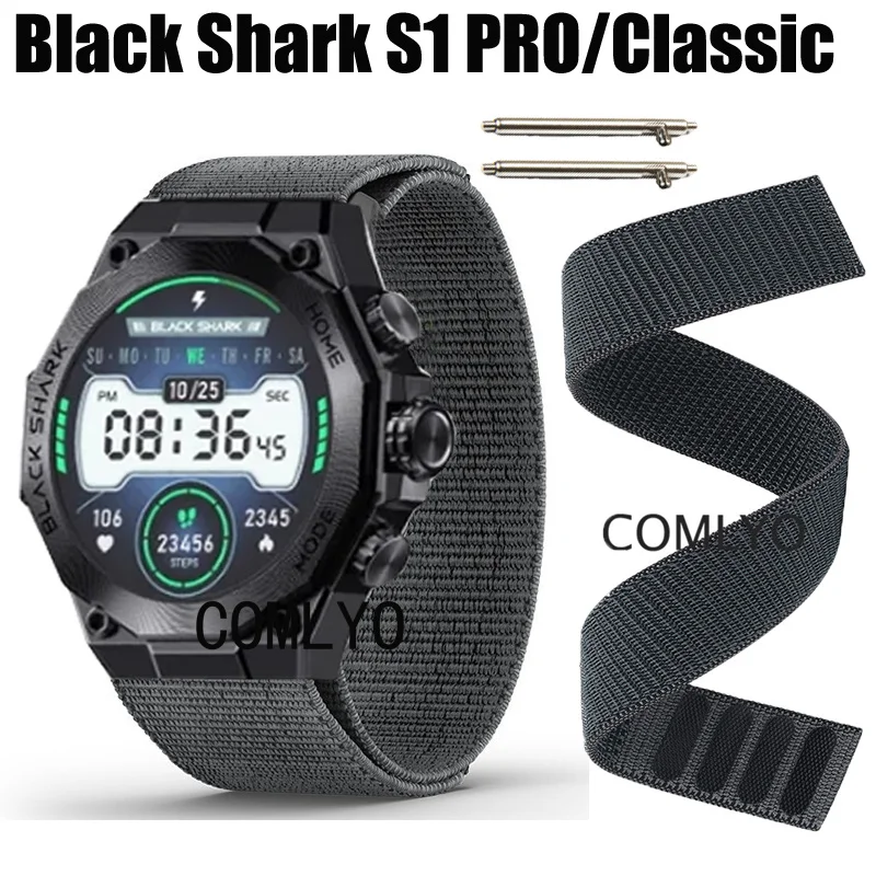 NEW For Black Shark S1 Pro Classic Strap Nylon Watch Band Hook&Look Soft Belt Watchband