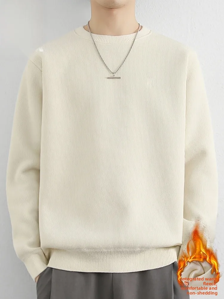 

Мужской зимний вязаный свитер с круглым вырезом, пушистый, мягкий, из полиэстера, повседневный, модный, свободного кроя, с длинными рукавами