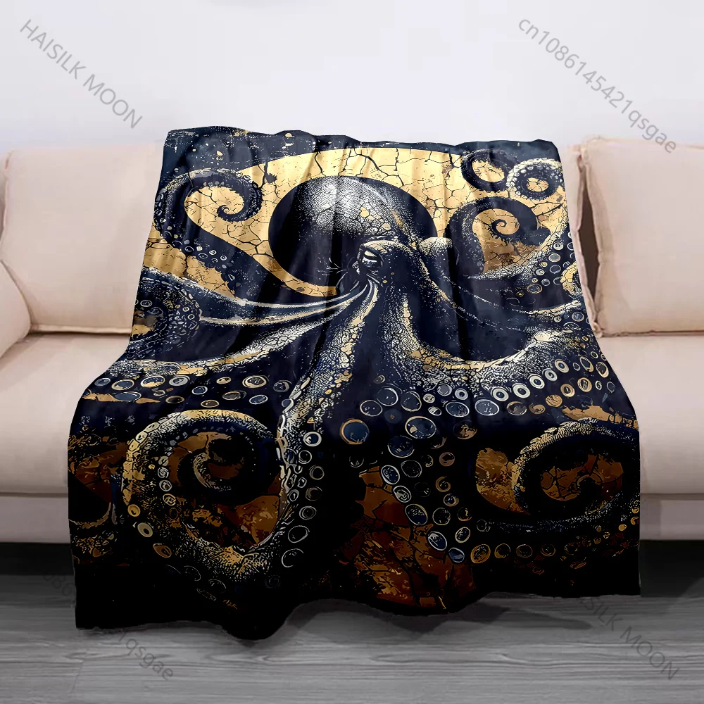 1PC Blue dragon moonlit castle flames mist Print Blanket Flannel Material Soft Warm for All Seasons Home Outdoor Camping Picnics