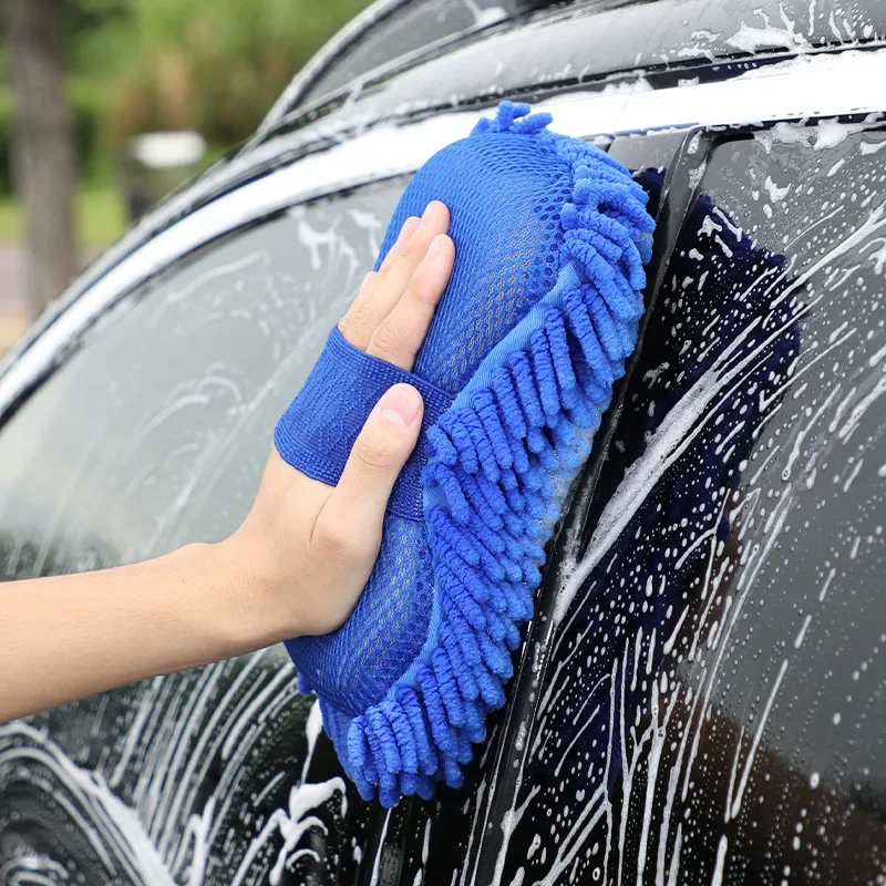 Esponja de Microfibra Chenille para Lavagem Automotiva, Escova de Limpeza, Almofada de Lavagem, Toalha de Lavagem, Luvas Automotivas, Acessórios e Gad