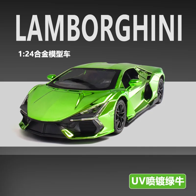 1:24 Lamborghini Revuelto Auto sportiva Modello di auto in lega Fonde sotto pressione Collezione di auto giocattolo in metallo Simulazione di luce sonora Gif per bambini