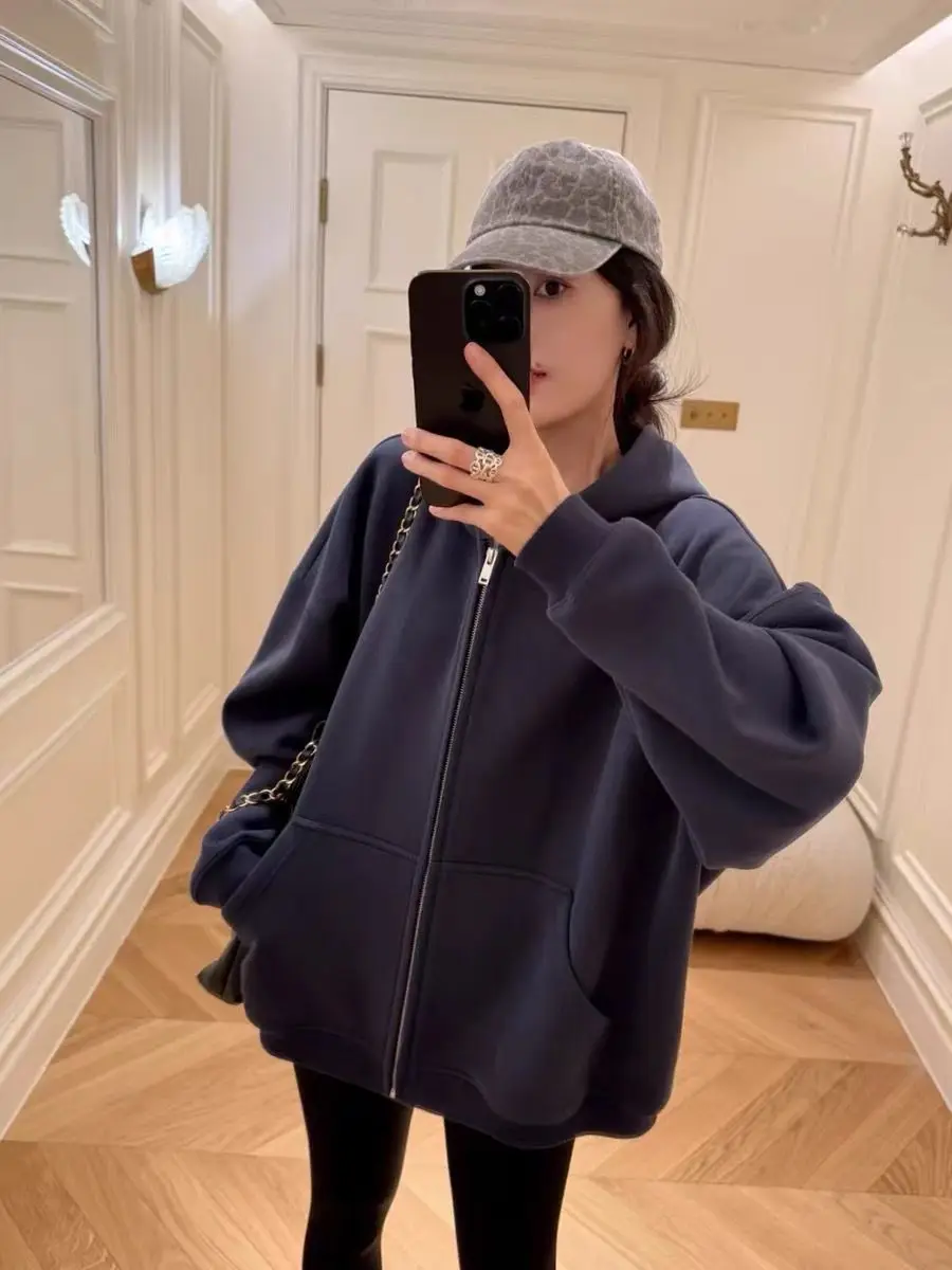 

Флисовая толстовка со шляпой, женская японская винтажная одежда, летняя одежда для дома, стильная нерегулярная милая Y2K, милый костюм с эластичной резинкой на талии